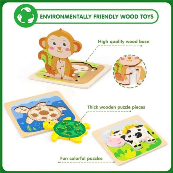 Wooden Puzzles for Toddlers 1-3, Puzzle for Kid, Baby Puzzle, Montessori Toys - Picture 6 of 6